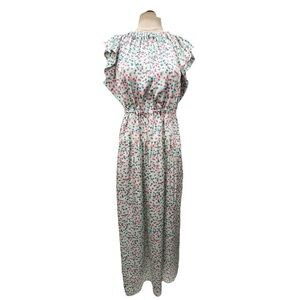 Dovima Silk Ruffle Sleeve Tie Waist Polka Dot Maxi Dress
